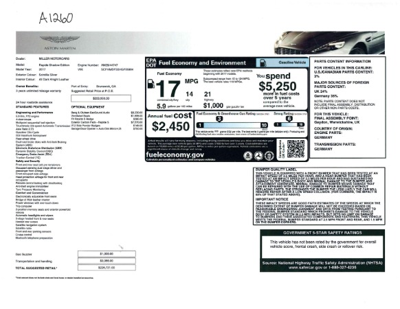 Used 2017 Aston Martin Rapide S Sedan for sale Sold at Alfa Romeo of Greenwich in Greenwich CT 06830 23