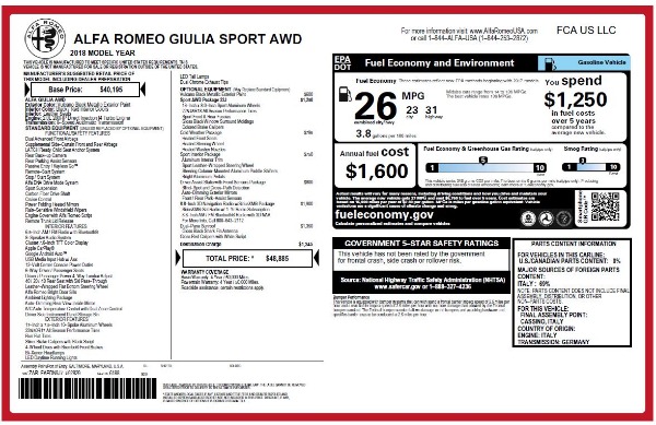 New 2018 Alfa Romeo Giulia Sport Q4 for sale Sold at Alfa Romeo of Greenwich in Greenwich CT 06830 20