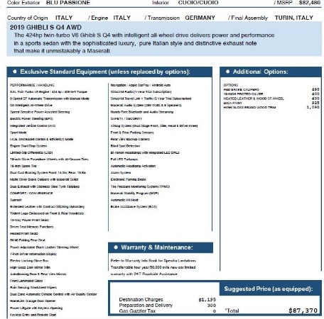 New 2019 Maserati Ghibli S Q4 for sale Sold at Alfa Romeo of Greenwich in Greenwich CT 06830 26