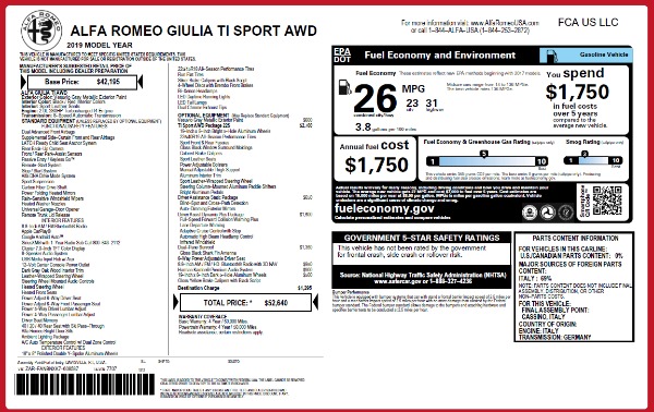 New 2019 Alfa Romeo Giulia Ti Sport Q4 for sale Sold at Alfa Romeo of Greenwich in Greenwich CT 06830 26