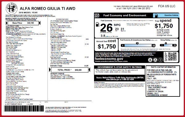 New 2019 Alfa Romeo Giulia Ti Q4 for sale Sold at Alfa Romeo of Greenwich in Greenwich CT 06830 21
