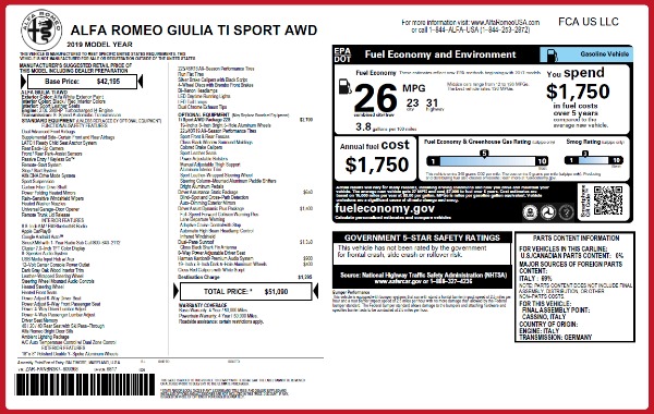 New 2019 Alfa Romeo Giulia Ti Sport Q4 for sale Sold at Alfa Romeo of Greenwich in Greenwich CT 06830 26