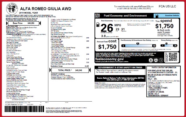 New 2019 Alfa Romeo Giulia Q4 for sale $45,240 at Alfa Romeo of Greenwich in Greenwich CT 06830 21