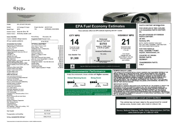 Used 2012 Aston Martin V8 Vantage S Coupe for sale Sold at Alfa Romeo of Greenwich in Greenwich CT 06830 21