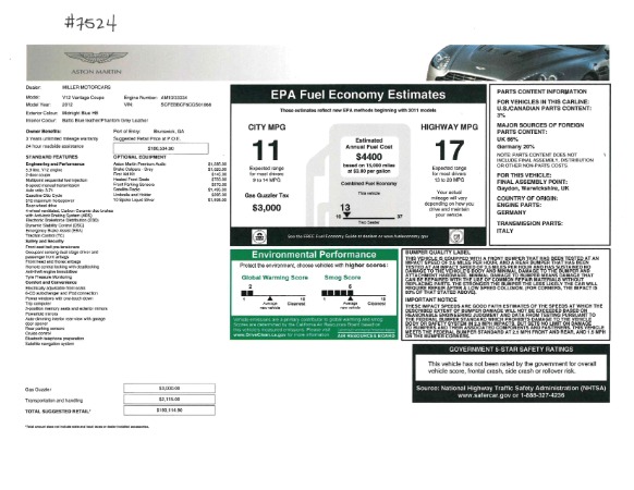 Used 2012 Aston Martin V12 Vantage for sale Sold at Alfa Romeo of Greenwich in Greenwich CT 06830 19