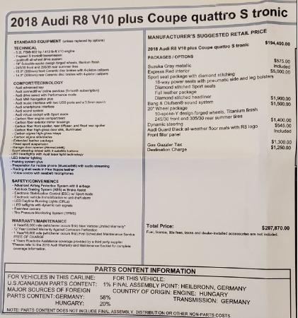 Used 2018 Audi R8 5.2 quattro V10 Plus for sale Sold at Alfa Romeo of Greenwich in Greenwich CT 06830 27