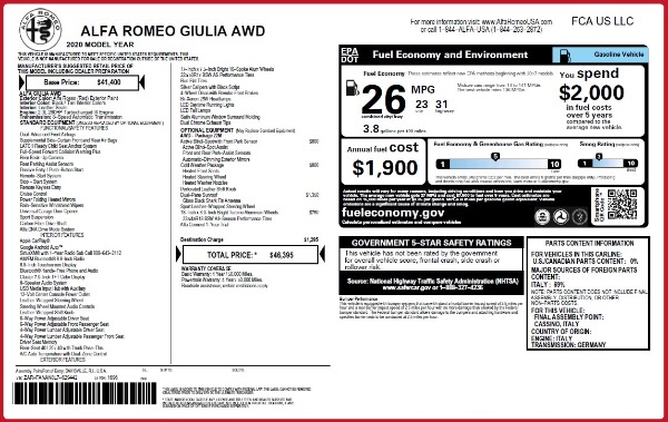 Used 2020 Alfa Romeo Giulia Q4 for sale Sold at Alfa Romeo of Greenwich in Greenwich CT 06830 24