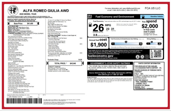 New 2020 Alfa Romeo Giulia Q4 for sale Sold at Alfa Romeo of Greenwich in Greenwich CT 06830 2