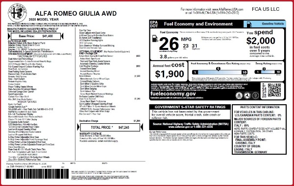 New 2020 Alfa Romeo Giulia Q4 for sale Sold at Alfa Romeo of Greenwich in Greenwich CT 06830 2