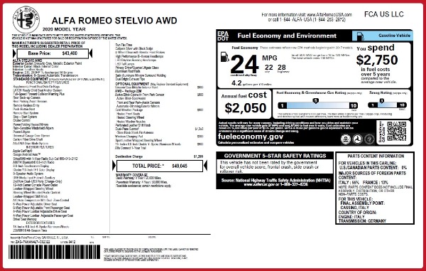 New 2020 Alfa Romeo Stelvio Q4 for sale $49,045 at Alfa Romeo of Greenwich in Greenwich CT 06830 2