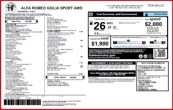 New 2020 Alfa Romeo Giulia Sport Q4 for sale Sold at Alfa Romeo of Greenwich in Greenwich CT 06830 23