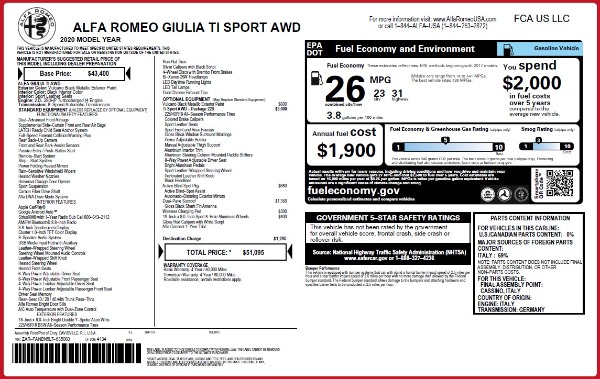 New 2020 Alfa Romeo Giulia Ti Sport Q4 for sale Sold at Alfa Romeo of Greenwich in Greenwich CT 06830 2