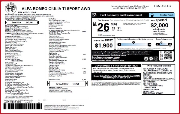 New 2020 Alfa Romeo Giulia Ti Sport Q4 for sale Sold at Alfa Romeo of Greenwich in Greenwich CT 06830 28