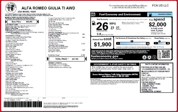 New 2020 Alfa Romeo Giulia Ti Q4 for sale Sold at Alfa Romeo of Greenwich in Greenwich CT 06830 28