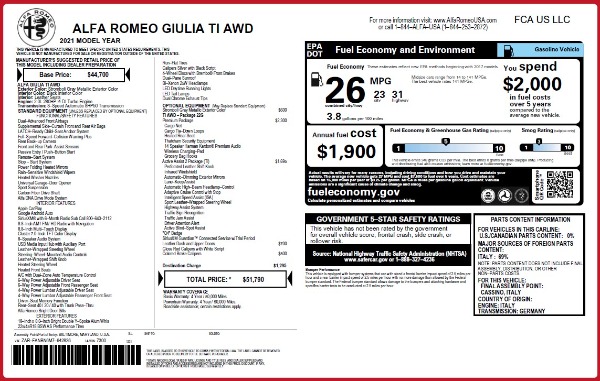 New 2021 Alfa Romeo Giulia Ti Q4 for sale Sold at Alfa Romeo of Greenwich in Greenwich CT 06830 27