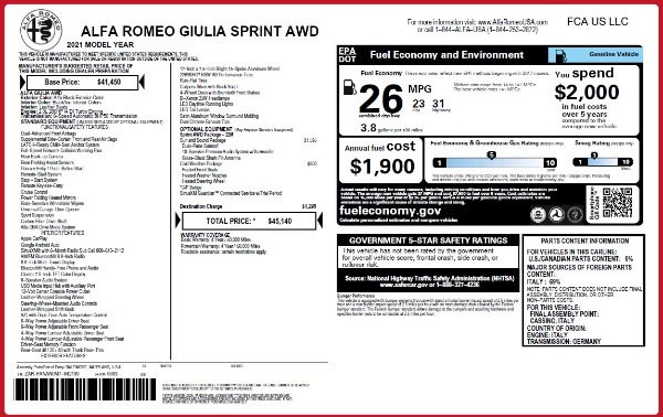 New 2021 Alfa Romeo Giulia Q4 for sale Call for price at Alfa Romeo of Greenwich in Greenwich CT 06830 28