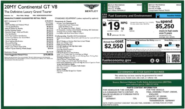 New 2020 Bentley Continental GT V8 for sale $283,430 at Alfa Romeo of Greenwich in Greenwich CT 06830 28