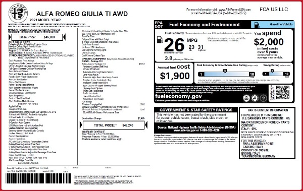 New 2021 Alfa Romeo Giulia Ti Q4 for sale Sold at Alfa Romeo of Greenwich in Greenwich CT 06830 2