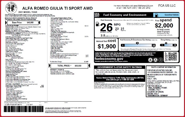 New 2021 Alfa Romeo Giulia Ti Sport Q4 for sale Sold at Alfa Romeo of Greenwich in Greenwich CT 06830 2