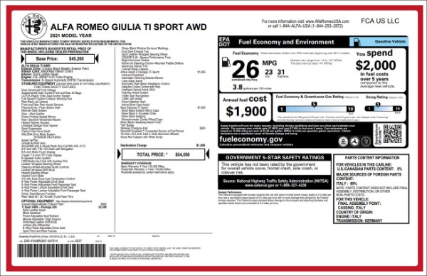 New 2021 Alfa Romeo Giulia Ti Sport Q4 for sale Sold at Alfa Romeo of Greenwich in Greenwich CT 06830 19