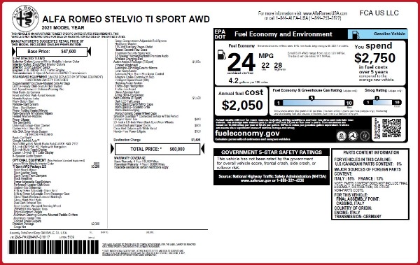 New 2021 Alfa Romeo Stelvio Ti Sport Q4 for sale Sold at Alfa Romeo of Greenwich in Greenwich CT 06830 2