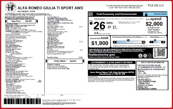 New 2021 Alfa Romeo Giulia Ti Sport Q4 for sale Sold at Alfa Romeo of Greenwich in Greenwich CT 06830 2