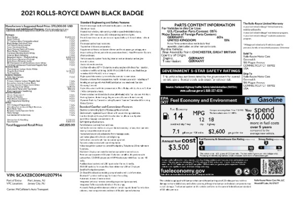 New 2021 Rolls-Royce Dawn Black Badge for sale Sold at Alfa Romeo of Greenwich in Greenwich CT 06830 9