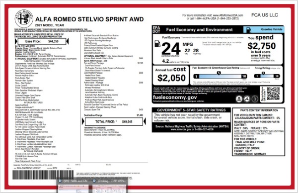 New 2021 Alfa Romeo Stelvio Q4 for sale Sold at Alfa Romeo of Greenwich in Greenwich CT 06830 21