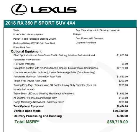 Used 2018 Lexus RX 350 F SPORT for sale $44,900 at Alfa Romeo of Greenwich in Greenwich CT 06830 28