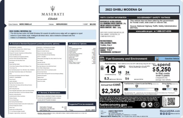 New 2022 Maserati Ghibli Modena Q4 for sale $103,855 at Alfa Romeo of Greenwich in Greenwich CT 06830 19