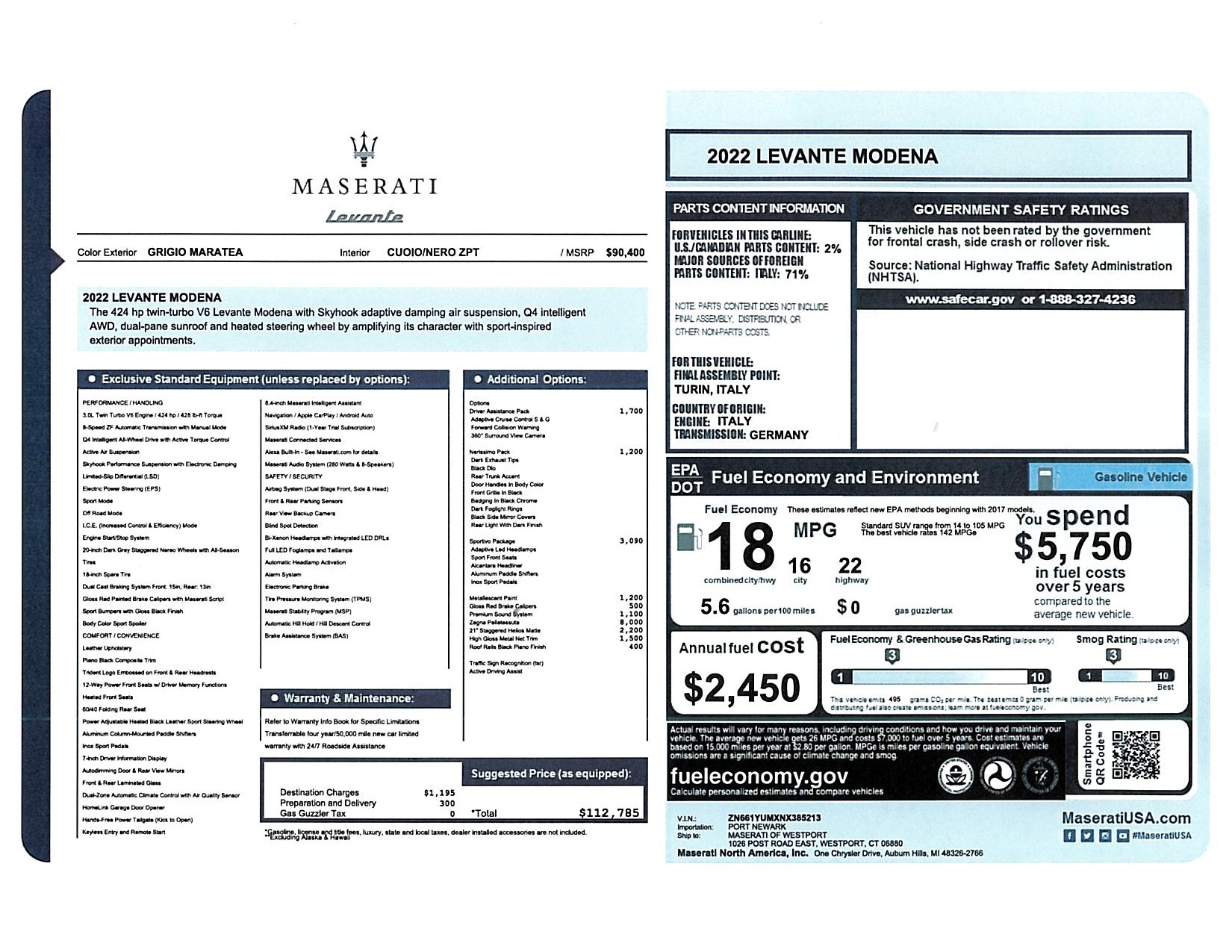 New 2022 Maserati Levante Modena for sale Sold at Alfa Romeo of Greenwich in Greenwich CT 06830 1