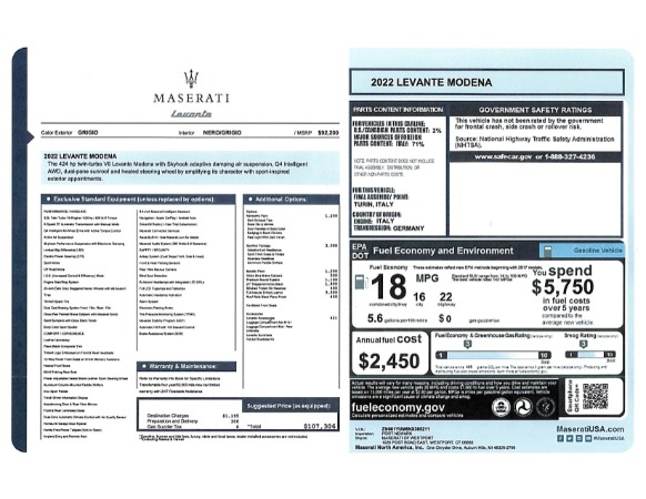 New 2022 Maserati Levante Modena for sale $107,306 at Alfa Romeo of Greenwich in Greenwich CT 06830 22