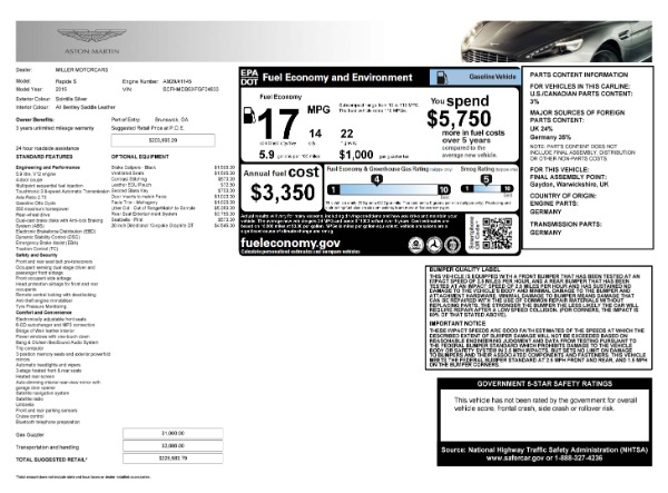 Used 2015 Aston Martin Rapide S for sale Sold at Alfa Romeo of Greenwich in Greenwich CT 06830 17