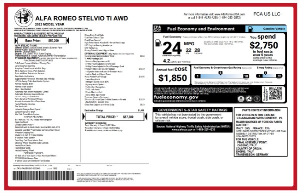 New 2022 Alfa Romeo Stelvio Ti for sale $57,300 at Alfa Romeo of Greenwich in Greenwich CT 06830 2