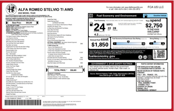 New 2022 Alfa Romeo Stelvio Ti for sale $56,405 at Alfa Romeo of Greenwich in Greenwich CT 06830 22