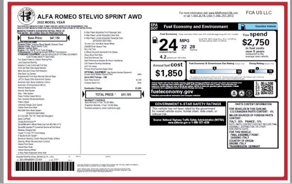 New 2022 Alfa Romeo Stelvio Sprint for sale $51,105 at Alfa Romeo of Greenwich in Greenwich CT 06830 15