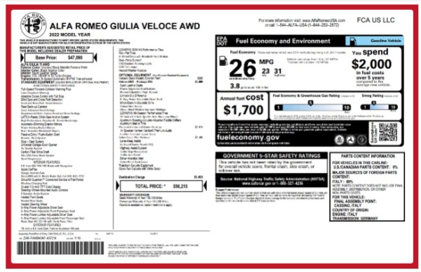 Used 2022 Alfa Romeo Giulia Veloce for sale $27,900 at Alfa Romeo of Greenwich in Greenwich CT 06830 24