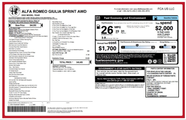 New 2022 Alfa Romeo Giulia Sprint for sale $48,455 at Alfa Romeo of Greenwich in Greenwich CT 06830 28