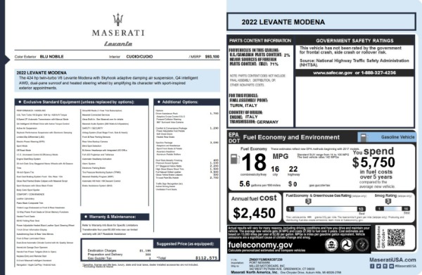 New 2022 Maserati Levante Modena for sale $112,575 at Alfa Romeo of Greenwich in Greenwich CT 06830 28