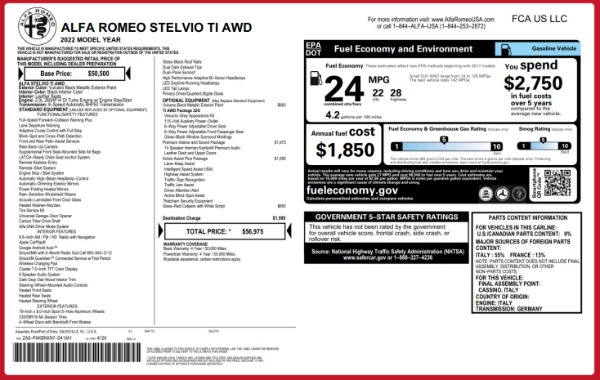 New 2022 Alfa Romeo Stelvio Ti for sale $56,975 at Alfa Romeo of Greenwich in Greenwich CT 06830 22