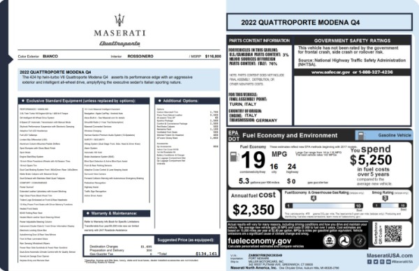 New 2022 Maserati Quattroporte Modena Q4 for sale $134,161 at Alfa Romeo of Greenwich in Greenwich CT 06830 28