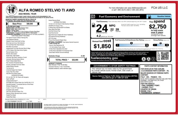 New 2022 Alfa Romeo Stelvio Ti for sale $52,095 at Alfa Romeo of Greenwich in Greenwich CT 06830 27