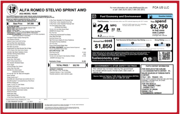 New 2022 Alfa Romeo Stelvio Sprint for sale $52,705 at Alfa Romeo of Greenwich in Greenwich CT 06830 28