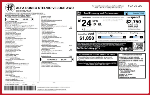 New 2022 Alfa Romeo Stelvio Veloce for sale $57,650 at Alfa Romeo of Greenwich in Greenwich CT 06830 2
