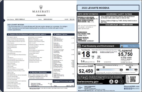 New 2022 Maserati Levante Modena for sale $113,696 at Alfa Romeo of Greenwich in Greenwich CT 06830 22