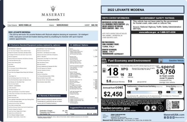 New 2022 Maserati Levante Modena for sale $115,696 at Alfa Romeo of Greenwich in Greenwich CT 06830 22