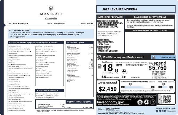 New 2022 Maserati Levante Modena for sale $105,956 at Alfa Romeo of Greenwich in Greenwich CT 06830 20