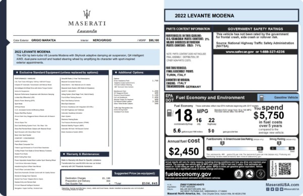 Used 2022 Maserati Levante Modena for sale $39,995 at Alfa Romeo of Greenwich in Greenwich CT 06830 20