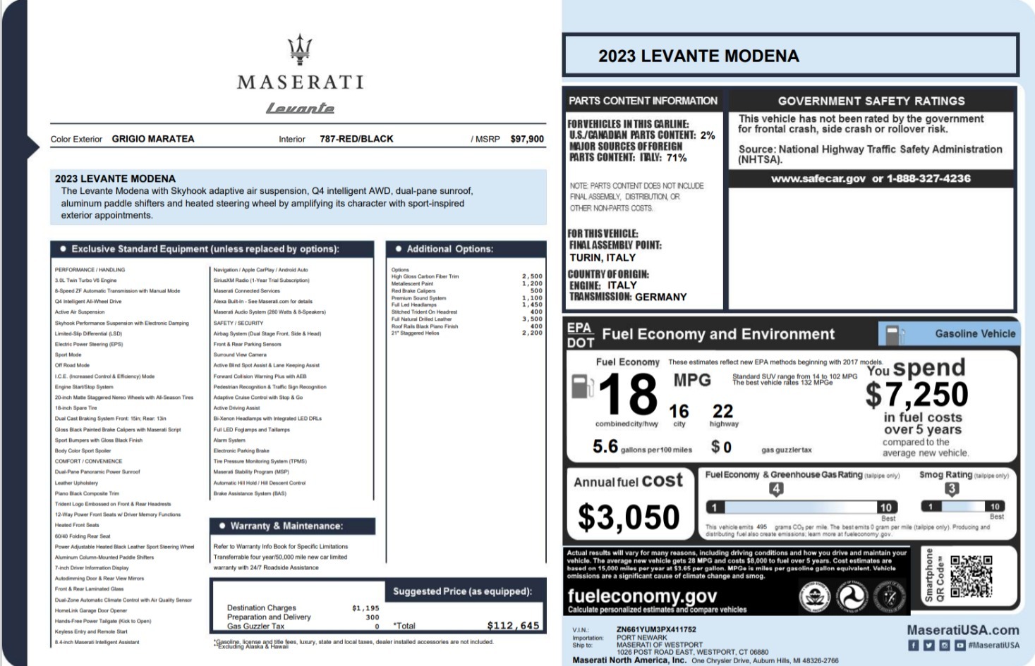 Used 2023 Maserati Levante Modena for sale Call for price at Alfa Romeo of Greenwich in Greenwich CT 06830 1