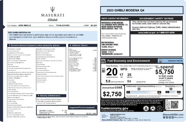 New 2023 Maserati Ghibli Modena Q4 for sale $112,495 at Alfa Romeo of Greenwich in Greenwich CT 06830 26
